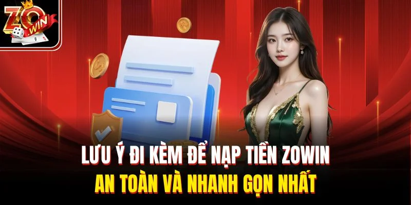 Lưu ý đi kèm để nạp tiền Zowin an toàn và nhanh gọn nhất